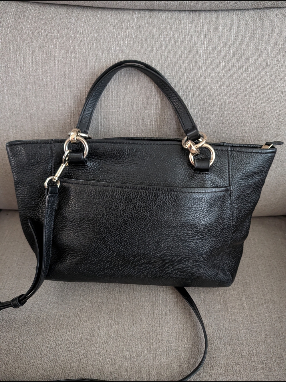 Coach Black Leather Tote with Gold Hardware - Picture 2 of 7